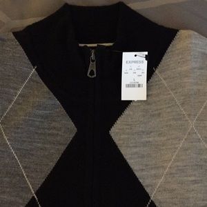 Express merino argyle zip up sweater Large